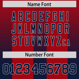 Custom Red Navy Vertical Width Stripe Gradient Fashion Personalized Team Football Jersey