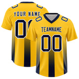 Custom Yellow Navy Vertical Width Stripe Gradient Fashion Personalized Team Football Jersey