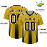 Custom Old Gold Navy Vertical Width Stripe Gradient Fashion Personalized Team Football Jersey