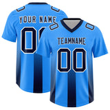 Custom Light Blue Navy Vertical Width Stripe Gradient Fashion Personalized Team Football Jersey