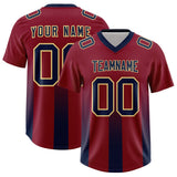 Custom Cardinal Navy Vertical Width Stripe Gradient Fashion Personalized Team Football Jersey