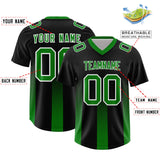 Custom Black Kelly Green Vertical Width Stripe Gradient Fashion Personalized Team Football Jersey
