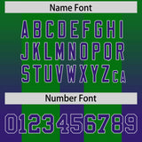 Custom Kelly Green Purple Vertical Width Stripe Gradient Fashion Personalized Team Football Jersey