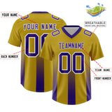 Custom Old Gold Purple Vertical Width Stripe Gradient Fashion Personalized Team Football Jersey