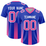 Custom Royal Pink Vertical Width Stripe Gradient Fashion Personalized Team Football Jersey