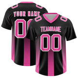 Custom Black Pink Vertical Width Stripe Gradient Fashion Personalized Team Football Jersey