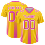 Custom Yellow Pink Vertical Width Stripe Gradient Fashion Personalized Team Football Jersey