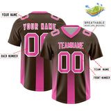 Custom Brown Pink Vertical Width Stripe Gradient Fashion Personalized Team Football Jersey