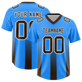 Custom Light Blue Brown Vertical Width Stripe Gradient Fashion Personalized Team Football Jersey