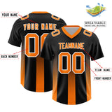 Custom Black Orange Vertical Width Stripe Gradient Fashion Personalized Team Football Jersey