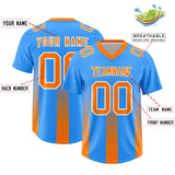 Custom Light Blue Orange Vertical Width Stripe Gradient Fashion Personalized Team Football Jersey