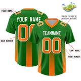 Custom Kelly Green Orange Vertical Width Stripe Gradient Fashion Personalized Team Football Jersey
