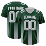 Custom Green Gray Vertical Width Stripe Gradient Fashion Personalized Team Football Jersey