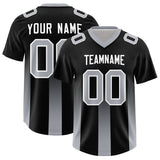 Custom Black Gray Vertical Width Stripe Gradient Fashion Personalized Team Football Jersey