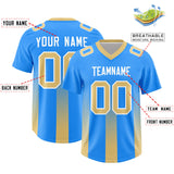 Custom Light Blue Khaki Vertical Width Stripe Gradient Fashion Personalized Team Football Jersey
