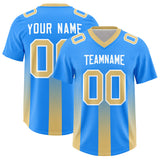 Custom Light Blue Khaki Vertical Width Stripe Gradient Fashion Personalized Team Football Jersey