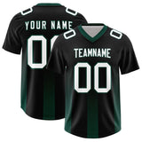 Custom Black Midnight Green Vertical Width Stripe Gradient Fashion Personalized Team Football Jersey