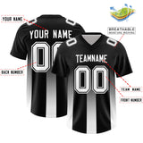 Custom Black White Vertical Width Stripe Gradient Fashion Personalized Team Football Jersey