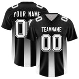 Custom Black White Vertical Width Stripe Gradient Fashion Personalized Team Football Jersey