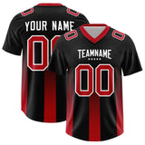 Custom Black Red Vertical Width Stripe Gradient Fashion Personalized Team Football Jersey