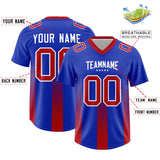 Custom Royal Red Vertical Width Stripe Gradient Fashion Personalized Team Football Jersey