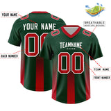 Custom Green Red Vertical Width Stripe Gradient Fashion Personalized Team Football Jersey