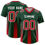 Custom Green Red Vertical Width Stripe Gradient Fashion Personalized Team Football Jersey