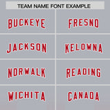 Custom Gray Red Vertical Width Stripe Gradient Fashion Personalized Team Football Jersey