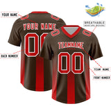 Custom Brown Red Vertical Width Stripe Gradient Fashion Personalized Team Football Jersey