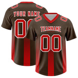 Custom Brown Red Vertical Width Stripe Gradient Fashion Personalized Team Football Jersey