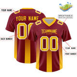 Custom Cardinal Yellow Vertical Width Stripe Gradient Fashion Personalized Team Football Jersey