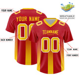 Custom Red Yellow Vertical Width Stripe Gradient Fashion Personalized Team Football Jersey