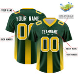 Custom Green Yellow Vertical Width Stripe Gradient Fashion Personalized Team Football Jersey