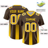 Custom Brown Yellow Vertical Width Stripe Gradient Fashion Personalized Team Football Jersey