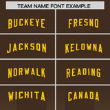 Custom Brown Yellow Vertical Width Stripe Gradient Fashion Personalized Team Football Jersey