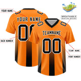 Custom Orange Black Vertical Width Stripe Gradient Fashion Personalized Team Football Jersey