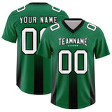 Custom Kelly Green Black Vertical Width Stripe Gradient Fashion Personalized Team Football Jersey