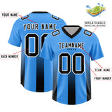 Custom Light Blue Black Vertical Width Stripe Gradient Fashion Personalized Team Football Jersey