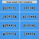 Custom Light Blue Black Vertical Width Stripe Gradient Fashion Personalized Team Football Jersey