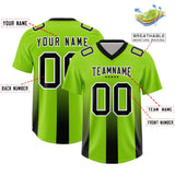 Custom Neon Green Black Vertical Width Stripe Gradient Fashion Personalized Team Football Jersey