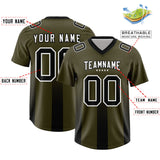 Custom Olive Black Vertical Width Stripe Gradient Fashion Personalized Team Football Jersey