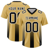 Custom Khaki Black Vertical Width Stripe Gradient Fashion Personalized Team Football Jersey