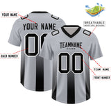 Custom Gray Black Vertical Width Stripe Gradient Fashion Personalized Team Football Jersey