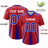Custom Red Royal Vertical Width Stripe Gradient Fashion Personalized Team Football Jersey