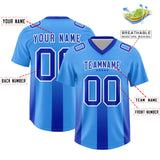 Custom Light Blue Royal Vertical Width Stripe Gradient Fashion Personalized Team Football Jersey