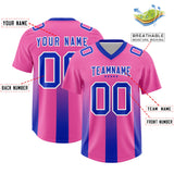 Custom Pink Royal Vertical Width Stripe Gradient Fashion Personalized Team Football Jersey