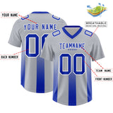 Custom Gray Royal Vertical Width Stripe Gradient Fashion Personalized Team Football Jersey