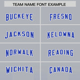 Custom Gray Royal Vertical Width Stripe Gradient Fashion Personalized Team Football Jersey