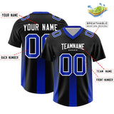 Custom Black Royal Vertical Width Stripe Gradient Fashion Personalized Team Football Jersey