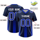 Custom Navy Royal Vertical Width Stripe Gradient Fashion Personalized Team Football Jersey